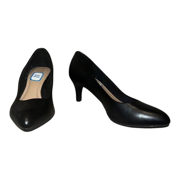 Time & Tru Womens Basic Pump Black Faux Leather Wide Width 7.5W NWOT - Picture 1 of 10